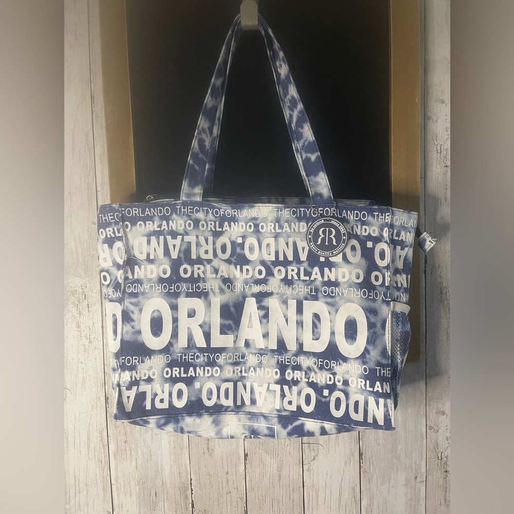 Robin Ruth Medium Travel Tote Purse Bag Orlando Blue/White